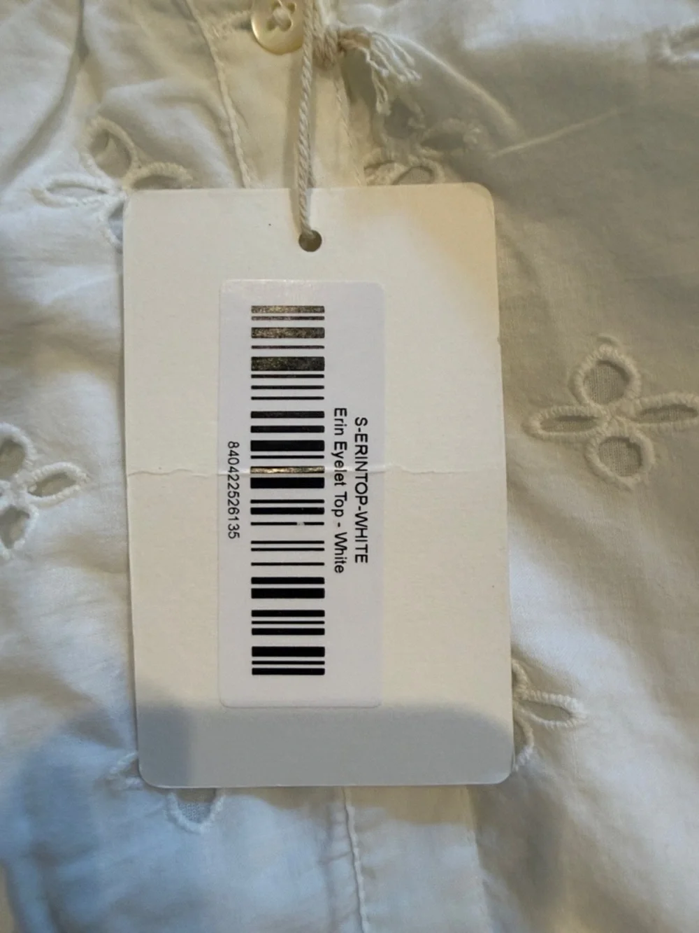 Marea by Liz Joy White Eyelet Short-Sleeve Button Front Blouse - Picture 2 of 3